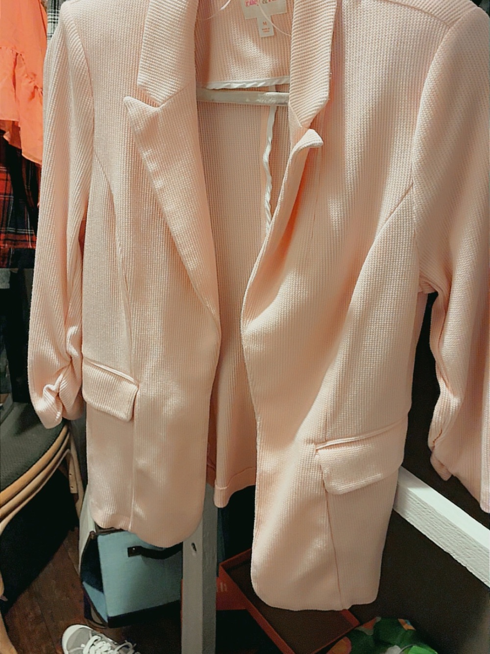 Riley & Rae Light Blush Open-Front Blazer